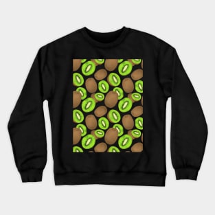 Kiwi pattern on black background Crewneck Sweatshirt